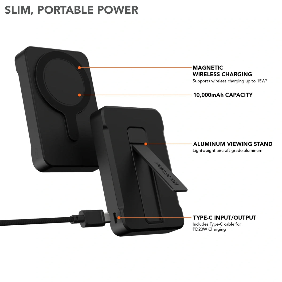 339201-10K 10000mAh Wireless Magnetic Power Bank with Stand